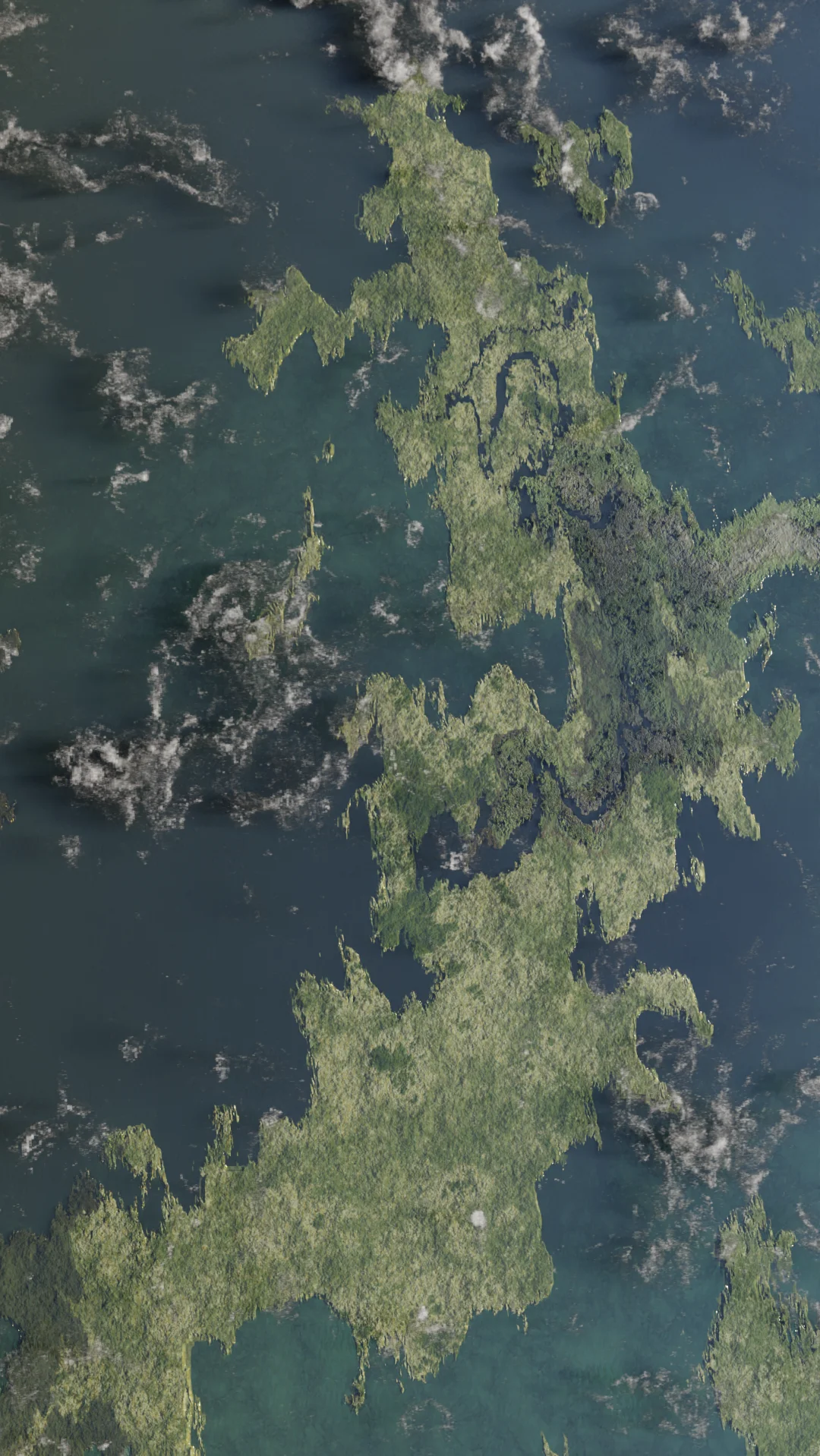 Slender landmass surrounded by sea