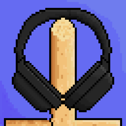 Pixel art of a pair of headphones